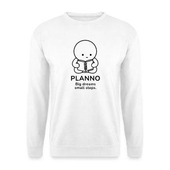 Planno – Big Dreams, Small Steps | Motivation - Unisex Pullover - Weiß - Vorne - Alina (178cm) & Michal (187cm)
