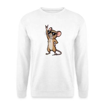 Coole Maus Ratte Rock Musiker Comic - Unisex Pullover - Weiß - Vorne