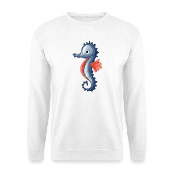 Wasserfarbenes Seepferdchen Cartoon - Unisex Pullover - Weiß - Vorne - Alina (178cm) & Michal (187cm)