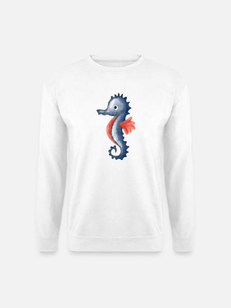 Wasserfarbenes Seepferdchen Cartoon - Unisex Pullover - Weiß