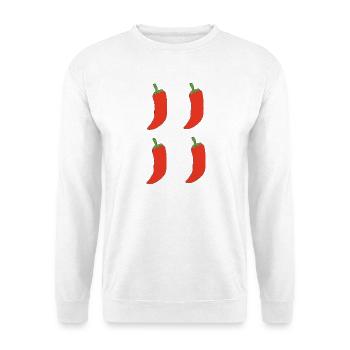 Vierfach Chili Muster - Unisex Pullover - Weiß - Vorne - Alina (178cm) & Michal (187cm)