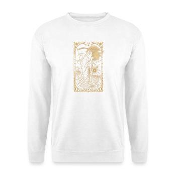 Tarotkarte XIII – Der Sensenmann mit Laterne - Unisex Pullover - Weiß - Vorne - Alina (178cm) & Michal (187cm)