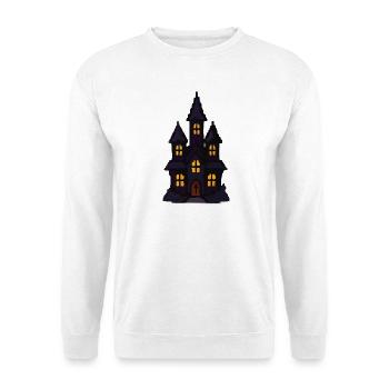 Spukschloss bei Nacht - Unisex Pullover - Weiß - Vorne - Alina (178cm) & Michal (187cm)