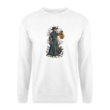 Der Pestdoktor mit der Laterne - Unisex Pullover - Weiß - Vorne - Alina (178cm) & Michal (187cm)