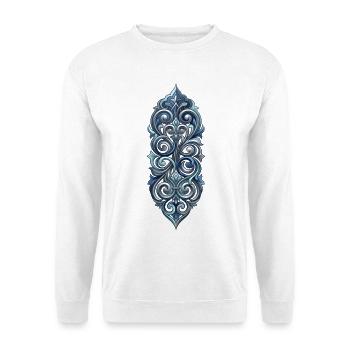 Barockes elegantes blaues Ornament - Unisex Pullover - Weiß - Vorne - Alina (178cm) & Michal (187cm)