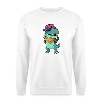 Schule Dino T Rex - Unisex Pullover - Weiß - Vorne - Alina (178cm) & Michal (187cm)