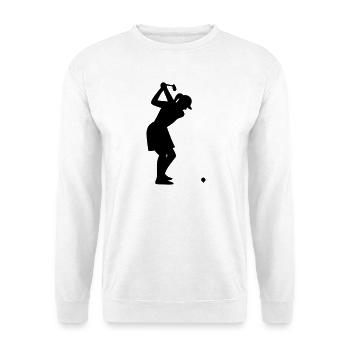 Golferin mit Golfball beim Abschlag - Unisex Pullover - Weiß - Vorne