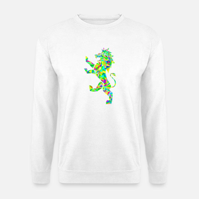 Löwe Polygon bunt - Unisex Pullover - Weiß