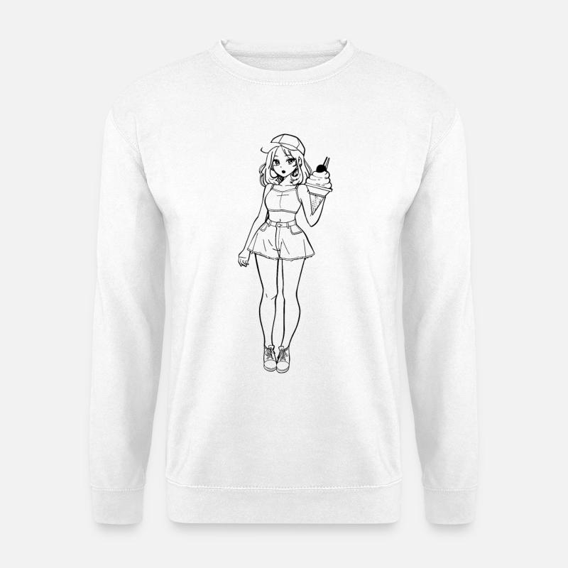 Eiscreme Mädchen Zeichnung - Unisex Pullover - Weiß
