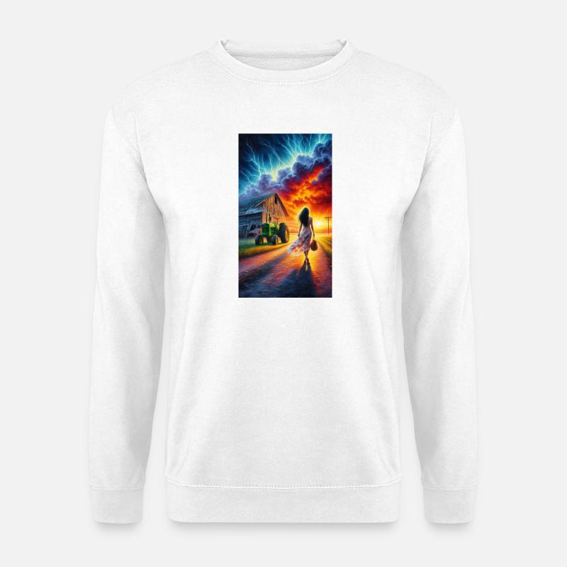 Sturmige Crepuscular-Wolkenlesung - Unisex Pullover - Weiß