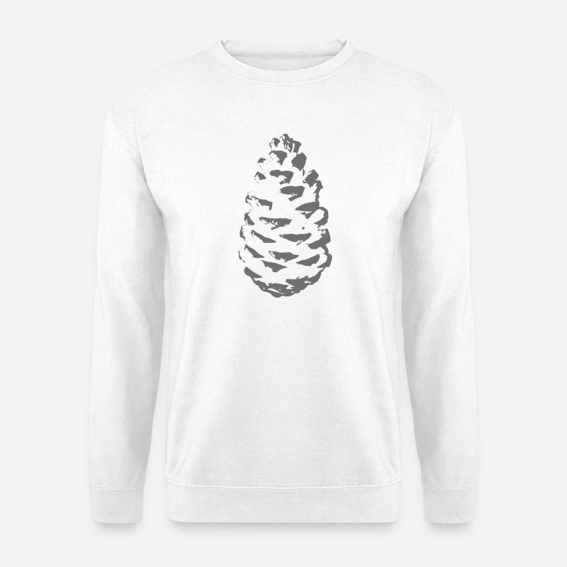 Fichtenzapfen-Silhouette in Grauton - Unisex Pullover - Weiß