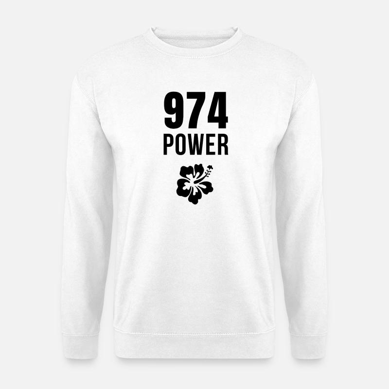 Power 974 Tropischer Hibiskus - Unisex Pullover - Weiß