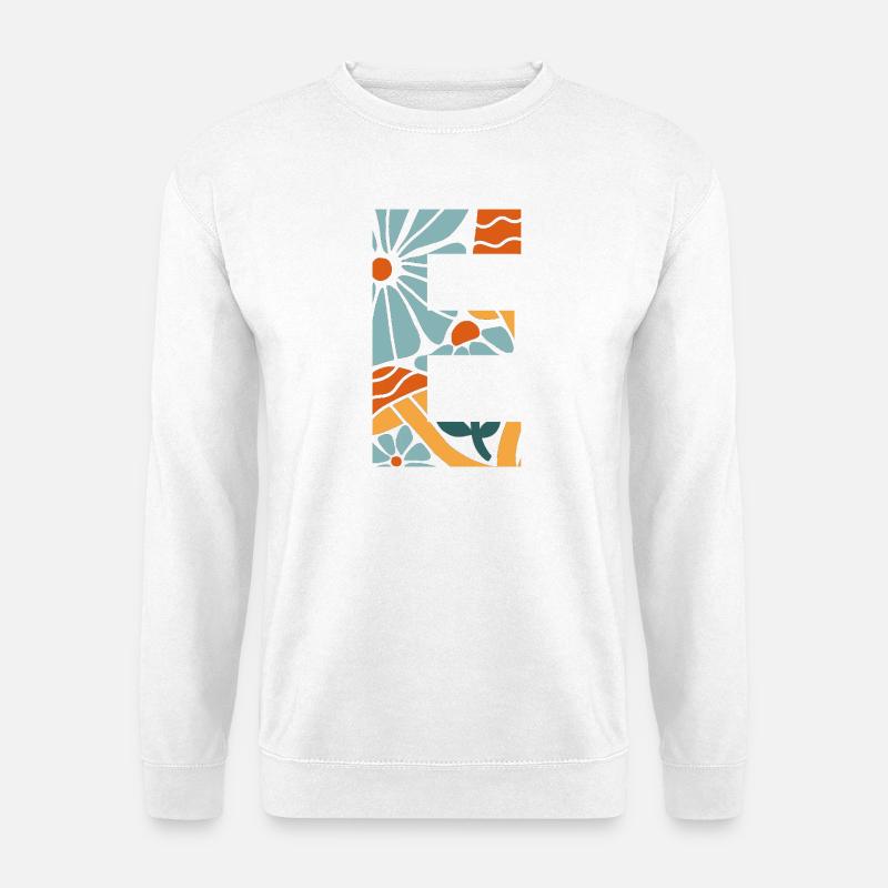 Lettre e fleurs groovy idée cadeau  - Sweat-shirt Unisexe - blanc