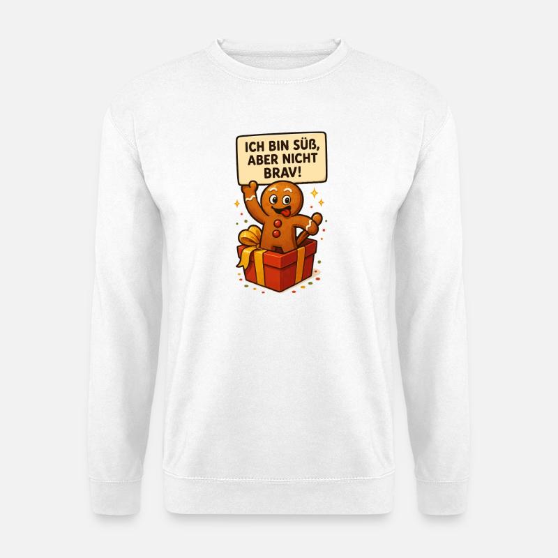 Süßer Lebkuchenmann im Geschenk - Unisex Pullover - Weiß
