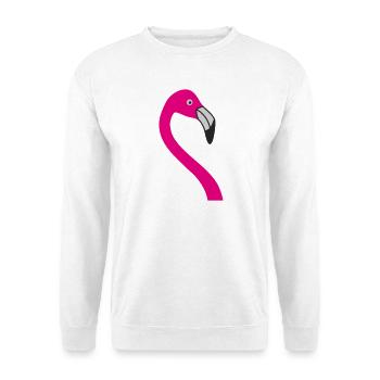 Flamingo Neon Pink Silhouette - Unisex Pullover - Weiß - Vorne