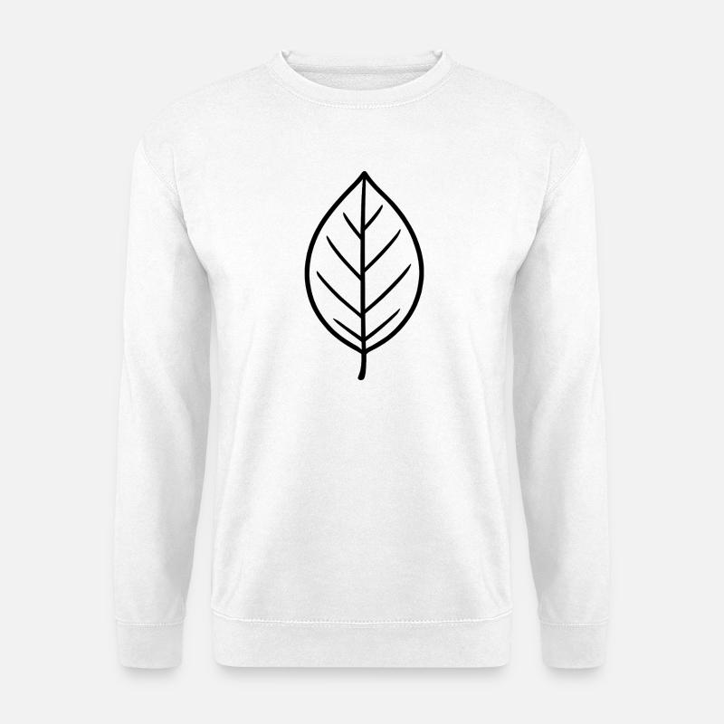 Schwarzes Blattlinien-Design - Unisex Pullover - Weiß