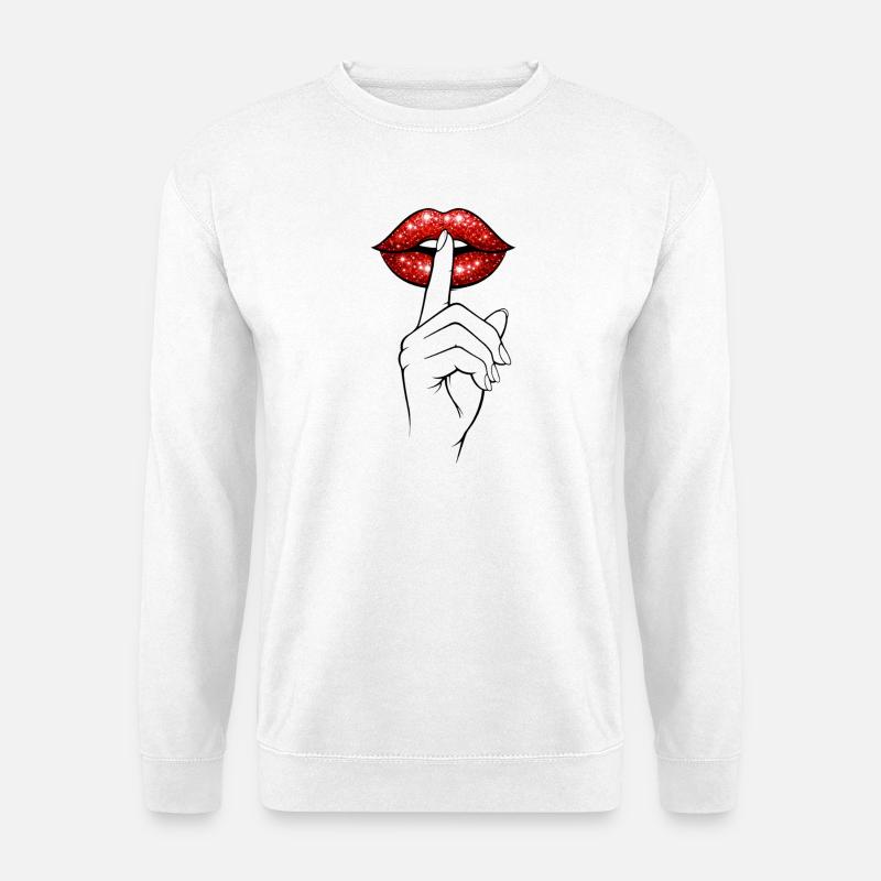 Psst Lips – Mysterious Statement Shirt - Unisex Sweatshirt - white
