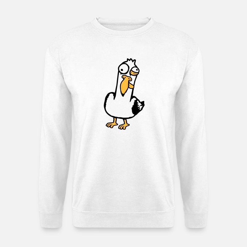 Crazy Seagull Squinting Grimace Insane Bird - Unisex Sweatshirt - white