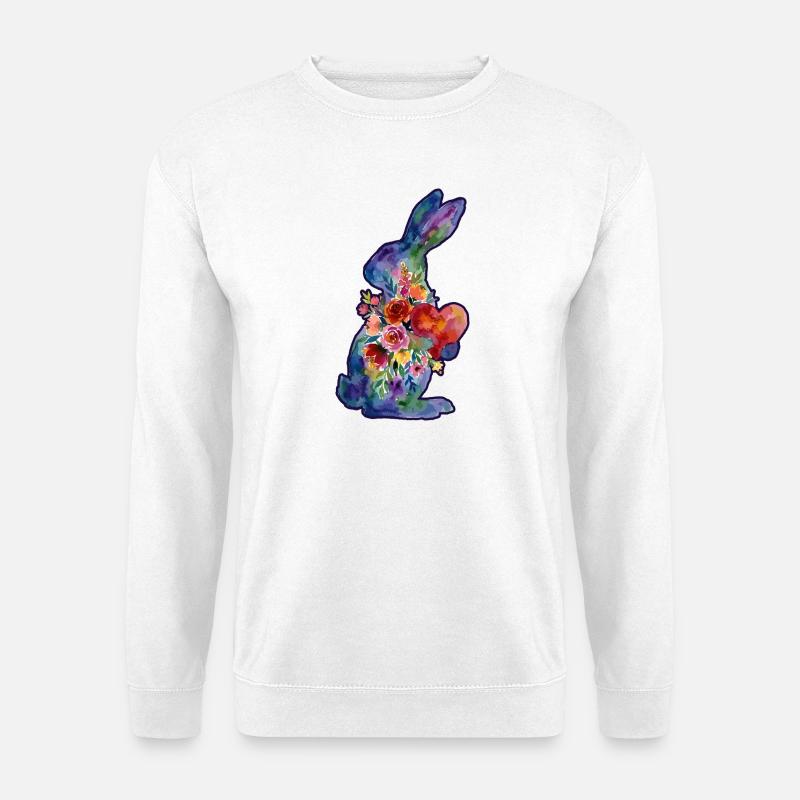 Hase Herz Wasserfarben - Unisex Pullover - Weiß