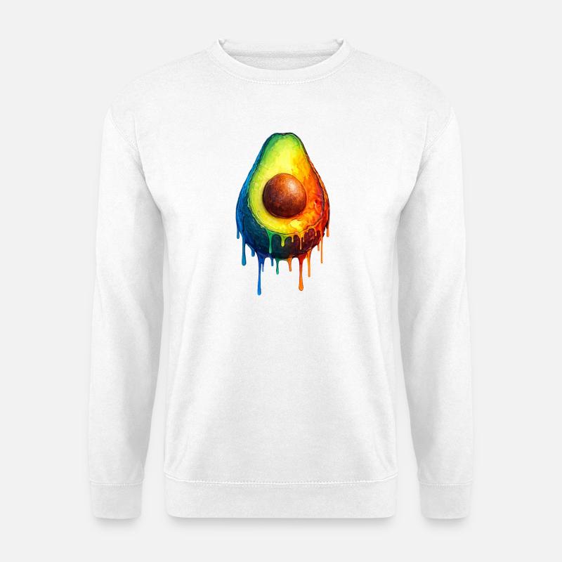 Avocado mit buntem Farbverlauf - Unisex Pullover - Weiß