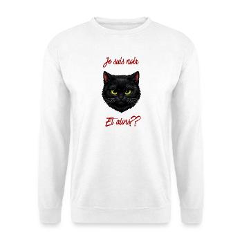 Chat noir et texte rouge audacieux - Sweat-shirt Unisexe - blanc - Devant