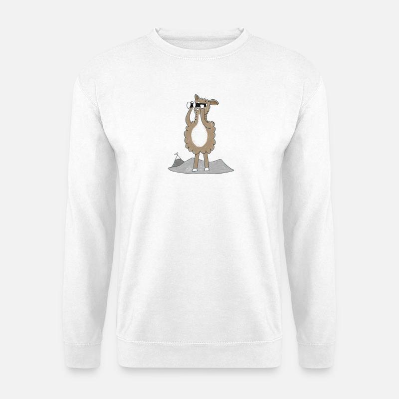 Llama with binoculars - Unisex Sweatshirt - white