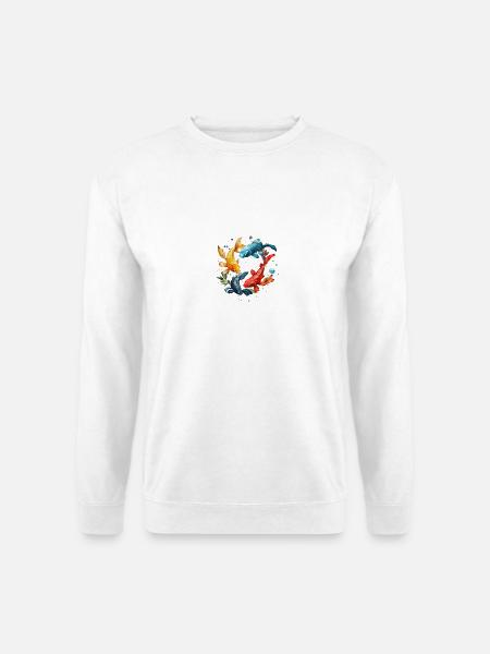 Koi Kreis Wasserfarben Muster - Unisex Pullover - Weiß