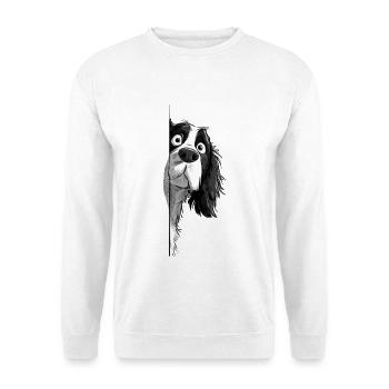 Peeking Cavalier Spaniel Cute Dog Lover Merch  - Unisex Sweatshirt - white - Front