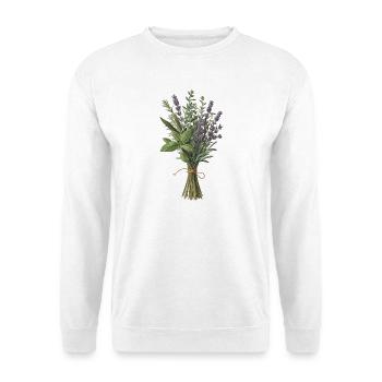 Kräuterstrauss – Botanical Vintage - Unisex Pullover - Weiß - Vorne - Alina (178cm) & Michal (187cm)