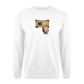 Not Today Grummelkatze Kaffee - Unisex Pullover - Weiß - Vorne - Alina (178cm) & Michal (187cm)