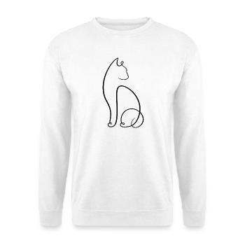Katze - Unisex Pullover - Weiß - Vorne - Alina (178cm) & Michal (187cm)