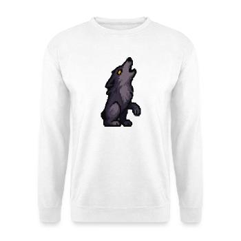 Mondwolf-Silhouette in Dunkler Palette - Unisex Pullover - Weiß - Vorne - Alina (178cm) & Michal (187cm)