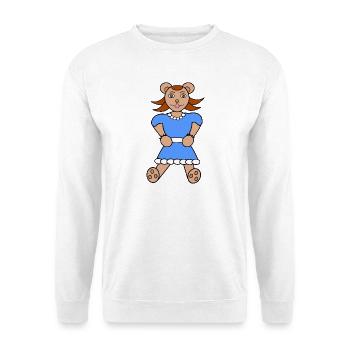 Bärin im Blaues Kleid mit Perlen - Unisex Pullover - Weiß - Vorne - Alina (178cm) & Michal (187cm)