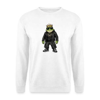 Crowned Frog Streetwear - Unisex Pullover - Weiß - Vorne - Alina (178cm) & Michal (187cm)