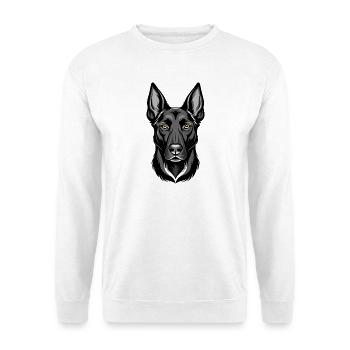 Belgischer Malinois-Hundekopf - Unisex Pullover - Weiß - Vorne - Alina (178cm) & Michal (187cm)