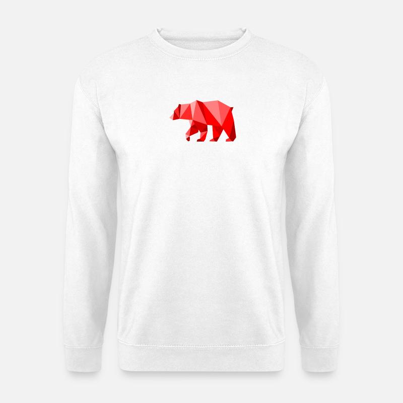 Roter Lowpoly-Bär - Unisex Pullover - Weiß