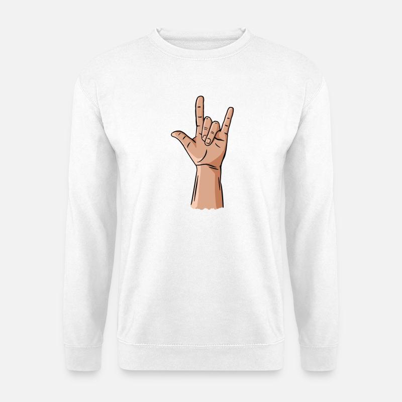 cornes de diable / rock and roll / métal geste de la main - Sweat-shirt Unisexe - blanc