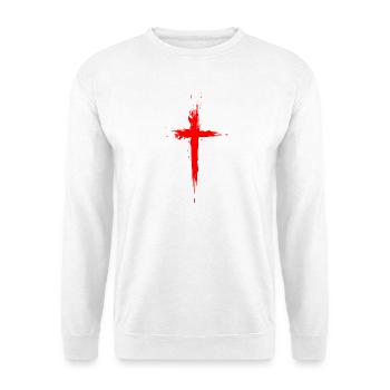 Kreuz  - Unisex Pullover - Weiß - Vorne - Alina (178cm) & Michal (187cm)
