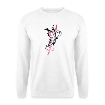 Big filigree butterfly, wings, girlie Tattoo style - Unisex Sweatshirt - white - Front