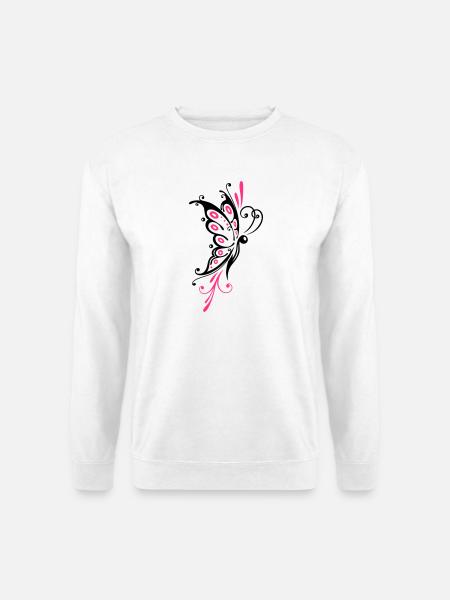 Papillon filigrané, ailes, tatouage tribal - Sweat-shirt Unisexe - blanc