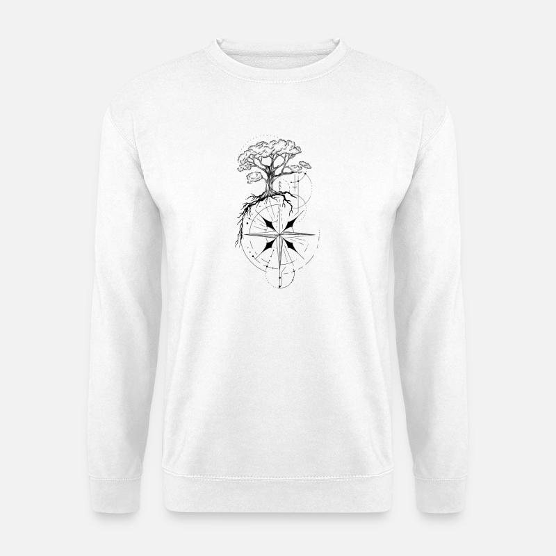Geometrischer Lebensbaum Kompassrose - Unisex Pullover - Weiß