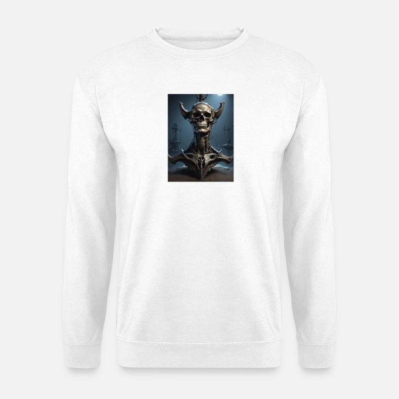 Stählernes Skelett mit Hörnern - Unisex Pullover - Weiß