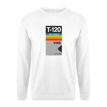 Autocollant rétro pour cassette vidéo VHS vintage T-120 - Sweat-shirt Unisexe - blanc - Devant