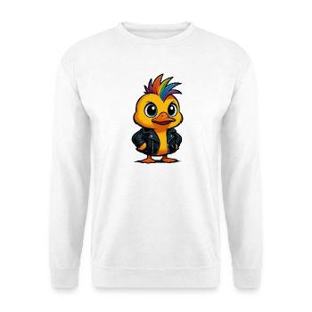 Regenbogen Punk Ente Cartoon Design - Unisex Pullover - Weiß - Vorne