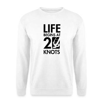 Windsurfen, das Leben beginnt bei 20knt - Unisex Pullover - Weiß - Vorne