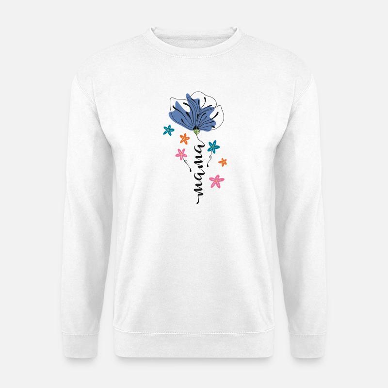 Mama – Blumen Design 🌸💙 - Unisex Pullover - Weiß