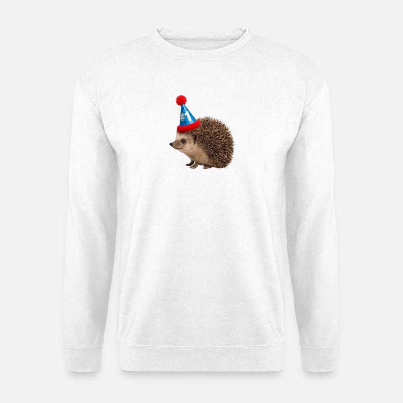 Festlicher Igel mit Partyhut - Unisex Pullover - Weiß