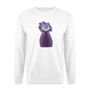 Vampirkatze im lila Umhang - Unisex Pullover - Weiß - Vorne