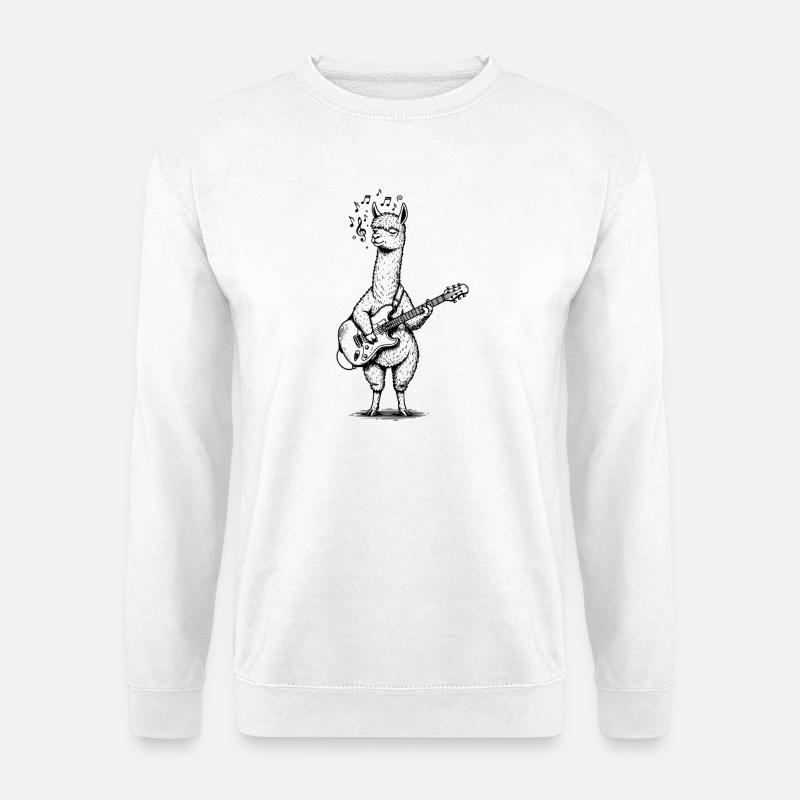 Gitarre spielen Alpaka Kunst - Unisex Pullover - Weiß