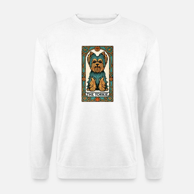 Yorkie Buntglas-Porträt - Unisex Pullover - Weiß